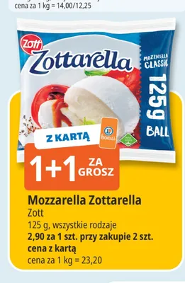 Ser Mozzarella Zottarella Zott promocja w Leclerc