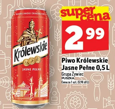 Piwo Królewskie Jasne Pełne 0,5 l promocja w TOPAZ