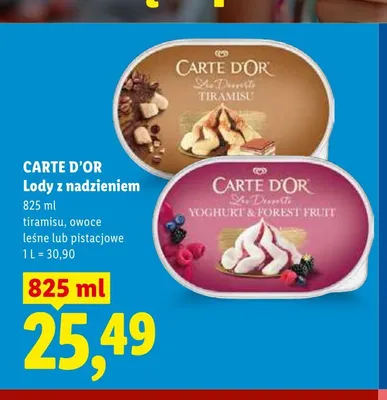 Lody z nadzieniem tiramisu Carte D'Or promocja w Lidl