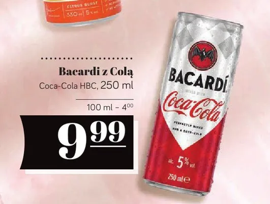 Bacardi z colą 250ml promocja w POLOmarket