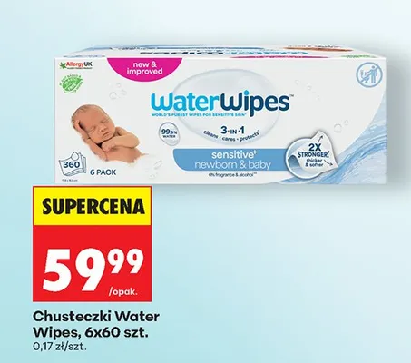 Chusteczki nawilżane sensitive newborn & baby 6x60 szt promocja w Biedronka