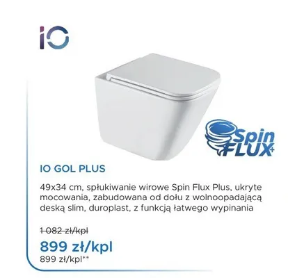 Miska WC wisząca iO Gol Plus promocja w Blu Salony Łazienek
