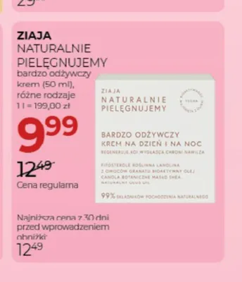 Bardzo odżywczy krem Ziaja Naturalnie Pielęgnujemy promocja w Drogerie Jawa