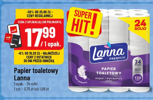 Papier toaletowy Lanna Premium promocja w POLOmarket