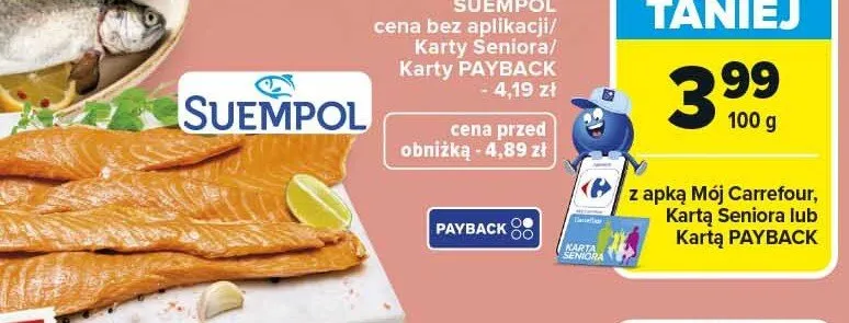Brzuszki wędzone z łososia ekstra promocja w Carrefour