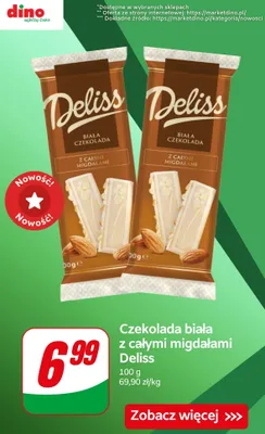 Czekolada biała z całymi migdałami promocja w Dino