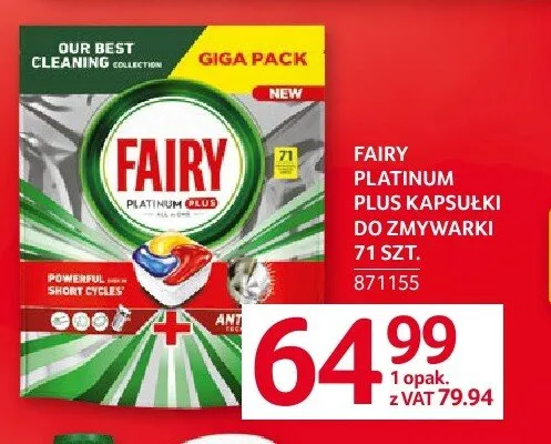 Kapsułki do zmywarki Fairy Platinum Plus promocja w Selgros