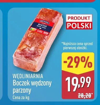 Boczek wędzony parzony Wędliniarnia promocja w Aldi