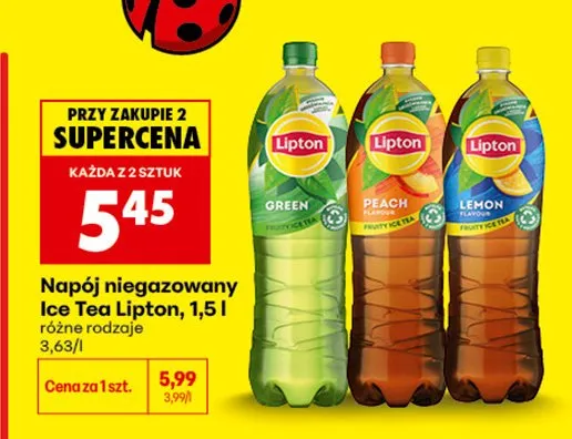 Napój niegazowany Ice Tea Lipton Peach promocja w Biedronka