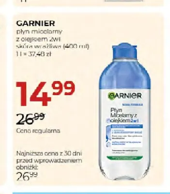 Płyn micelarny z olejkiem 2w1 skóra wrażliwa Garnier promocja w Drogerie Jawa