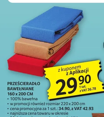 Prześcieradło bawełniane 160x200 cm promocja w Selgros