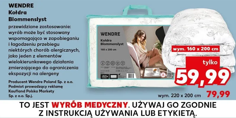 Kołdra Blommenslyst 220x200 cm promocja w Kaufland