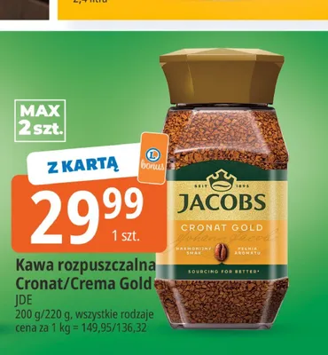Kawa rozpuszczalna Jacobs Crema Gold promocja w Leclerc