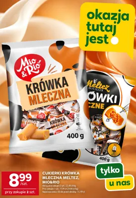 Cukierki krówka mleczna Mio & Rio promocja w Stokrotka