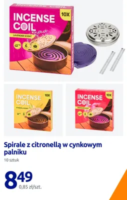 Spirale o zapachu citronelli w cynkowym palniku promocja w Action