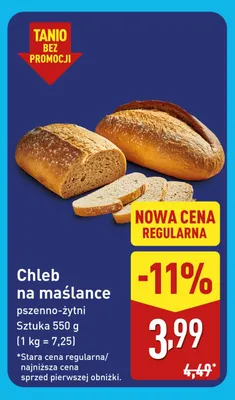 Chleb na maślance pszenno-żytni promocja w Aldi