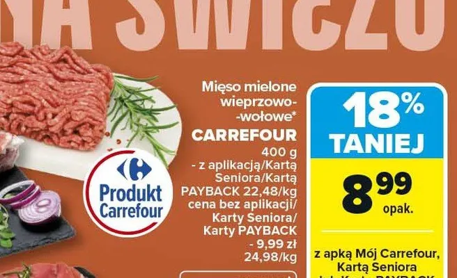 Mięso mielone wieprzowo-wołowe promocja w Carrefour