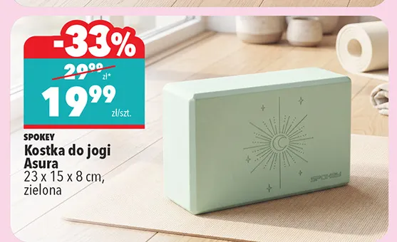 Kostka do jogi Asura Spokey 23x15x8 cm zielona promocja w Biedronka