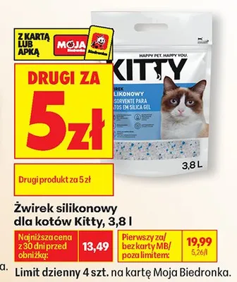 Żwirek silikonowy dla kotów Kitty promocja w Biedronka
