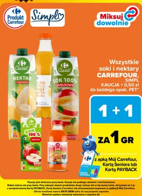 Soki i nektary Carrefour Simpl promocja w Carrefour