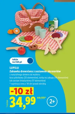 Zabawka drewniana z zestawem akcesoriów kosz piknikowy Lupilu promocja w Lidl