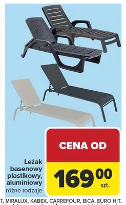 Leżak basenowy plastikowy, aluminiowy promocja w Carrefour