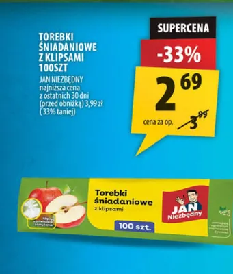 Torebki śniadaniowe z klipsami Jan Niezbędny promocja w Arhelan