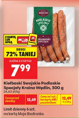 Kiełbaski swojskie Podlaskie Specjały Kraina Wędlin promocja w Biedronka