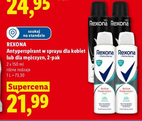 Antyperspirant w sprayu Rexona Active Protection+ 2-pak promocja w Lidl