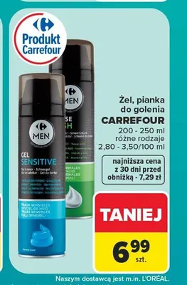 Żel do golenia Carrefour Men Sensitive promocja w Carrefour