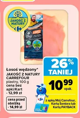 Łosoś wędzony w plastrach Jakość z Natury Carrefour promocja w Carrefour Market