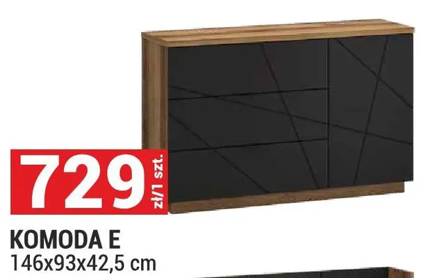 Komoda E Orient 146x93x42,5cm kolor dąb Delano ciemny/czarny promocja w Merkury Market