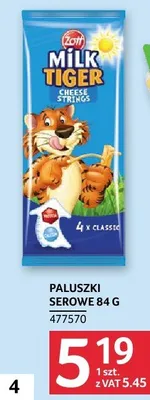 Paluszki serowe Mlekovita Milk Tiger 84g promocja w Selgros