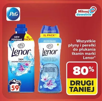 Płyny i perełki do płukania tkanin Lenor promocja w Carrefour