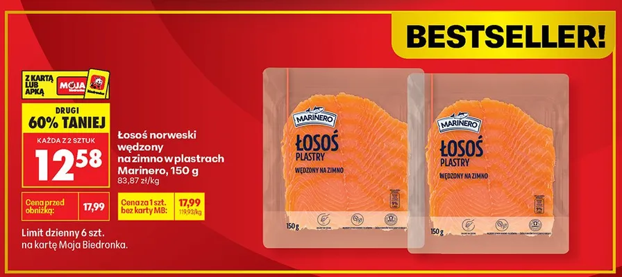 Łosoś norweski wędzony na zimno w plastrach promocja w Biedronka