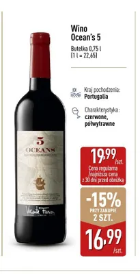 Wino Ocean's 5 promocja w Aldi