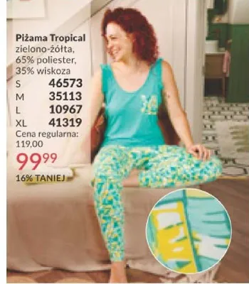 Piżama Tropical zielono-żółta, 65% poliester, 35% wiskoza promocja w AVON