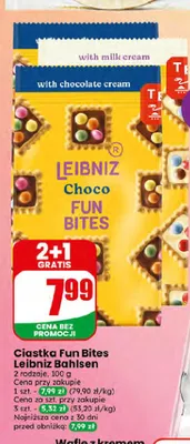 Ciastka Choco Fun Bites Leibniz Bahlsen z kremem mlecznym promocja w Dino
