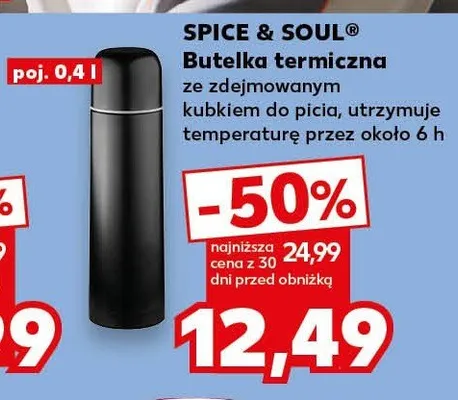 Butelka termiczna z edytowanym kubkiem do picia, utrzymuje temperaturę przez około 6 h promocja w Kaufland