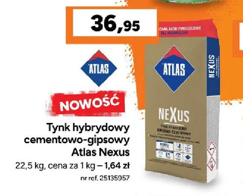 Tynk hybrydowy cementowo-gipsowy Atlas Nexus promocja w Bricoman