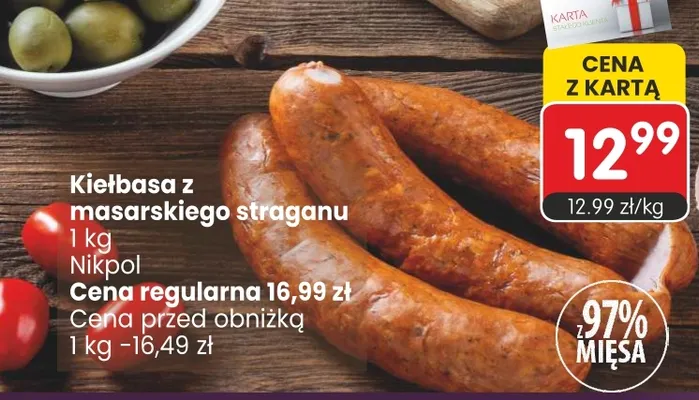Kiełbasa z masarskiego straganu Nik-Pol promocja w Market Point