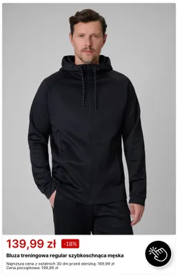 Bluza treningowa regular szybkoschnąca męska promocja w 4F