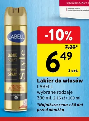 Lakier do włosów Labell promocja w Intermarche
