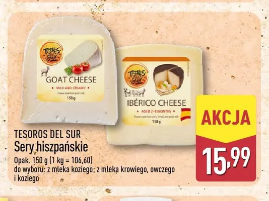Ser hiszpański z mleka krowiego owczego i koziego Tesoros del Sur promocja w Aldi