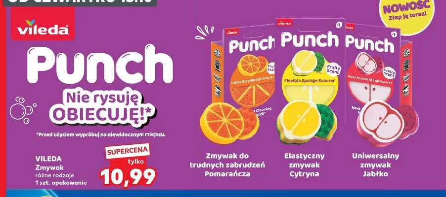 Zmywak do trudnych zabrudzeń pomarańcza Vileda Punch promocja w Kaufland