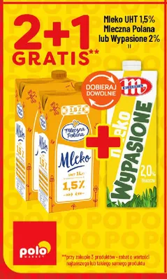 Mleko UHT Mleczna Polana 1,5% promocja w POLOmarket