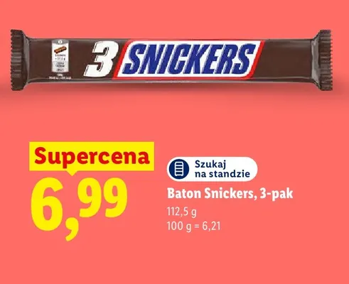 Baton Snickers 3-pak promocja w Lidl