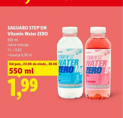 Napoje witaminowe Saguaro Step'on Vitamin Water ZERO B-complex promocja w Lidl