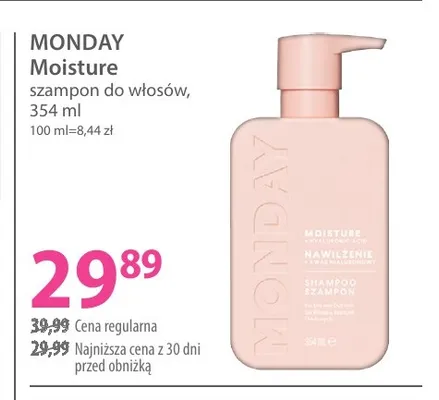 Szampon do włosów Monday Moisture promocja w Hebe