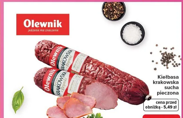 Kiełbasa krakowska sucha pieczona Olewnik promocja w Carrefour